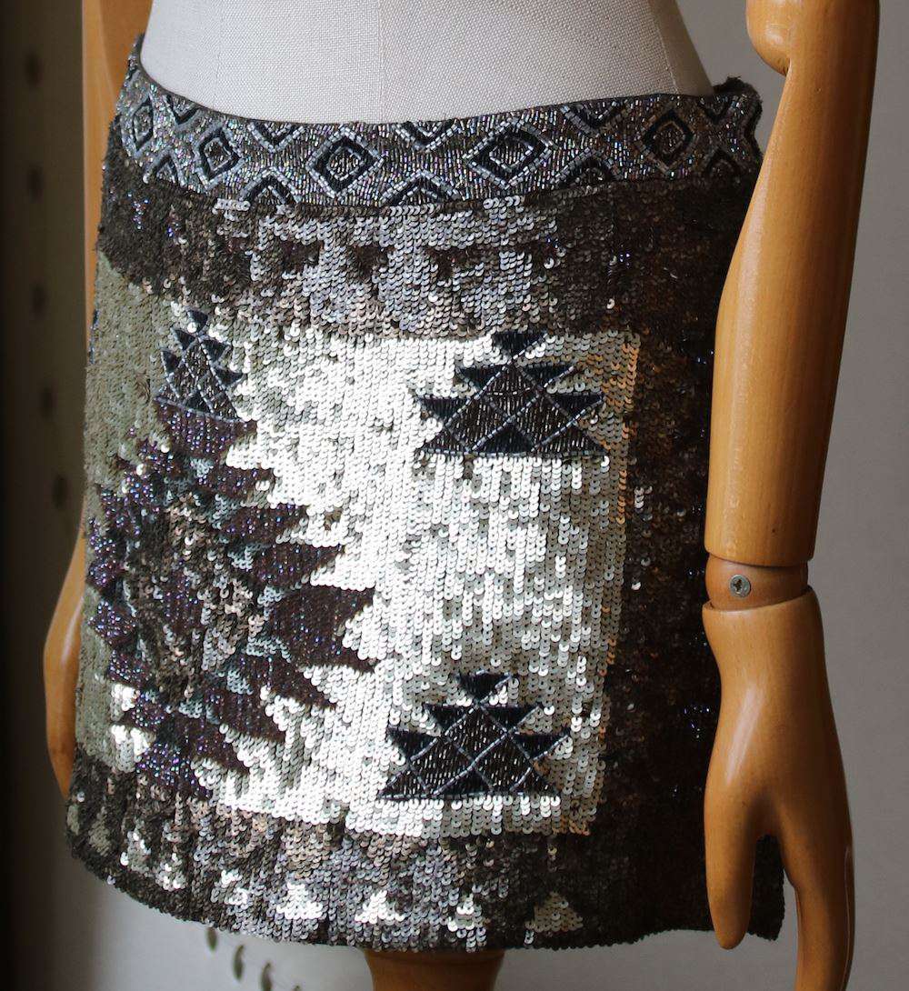 ALL SAINTS PALOMA SEQUIN MINI SKIRT UK 14 - Image 2