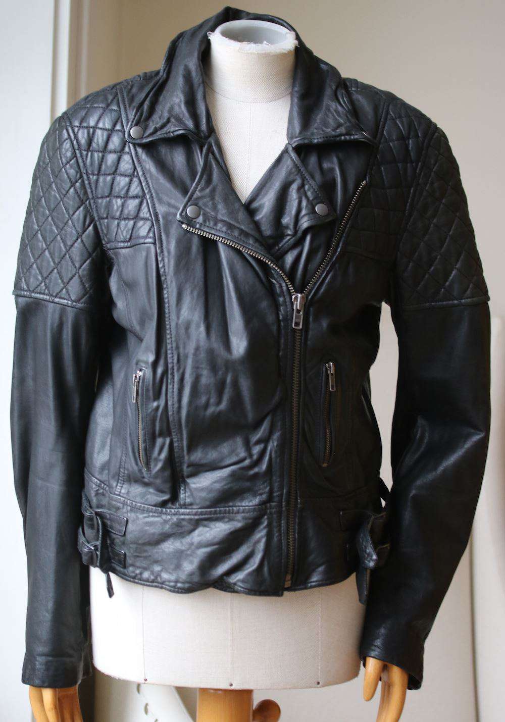 ALL SAINTS WALKER LEATHER JACKET UK 14 - Image 2
