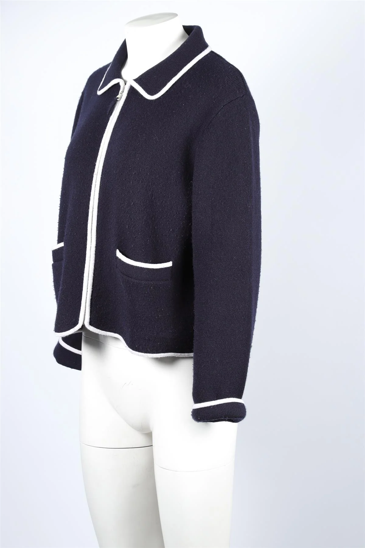 Allude Navy Cashmere Cardigan LARGE - Image 3