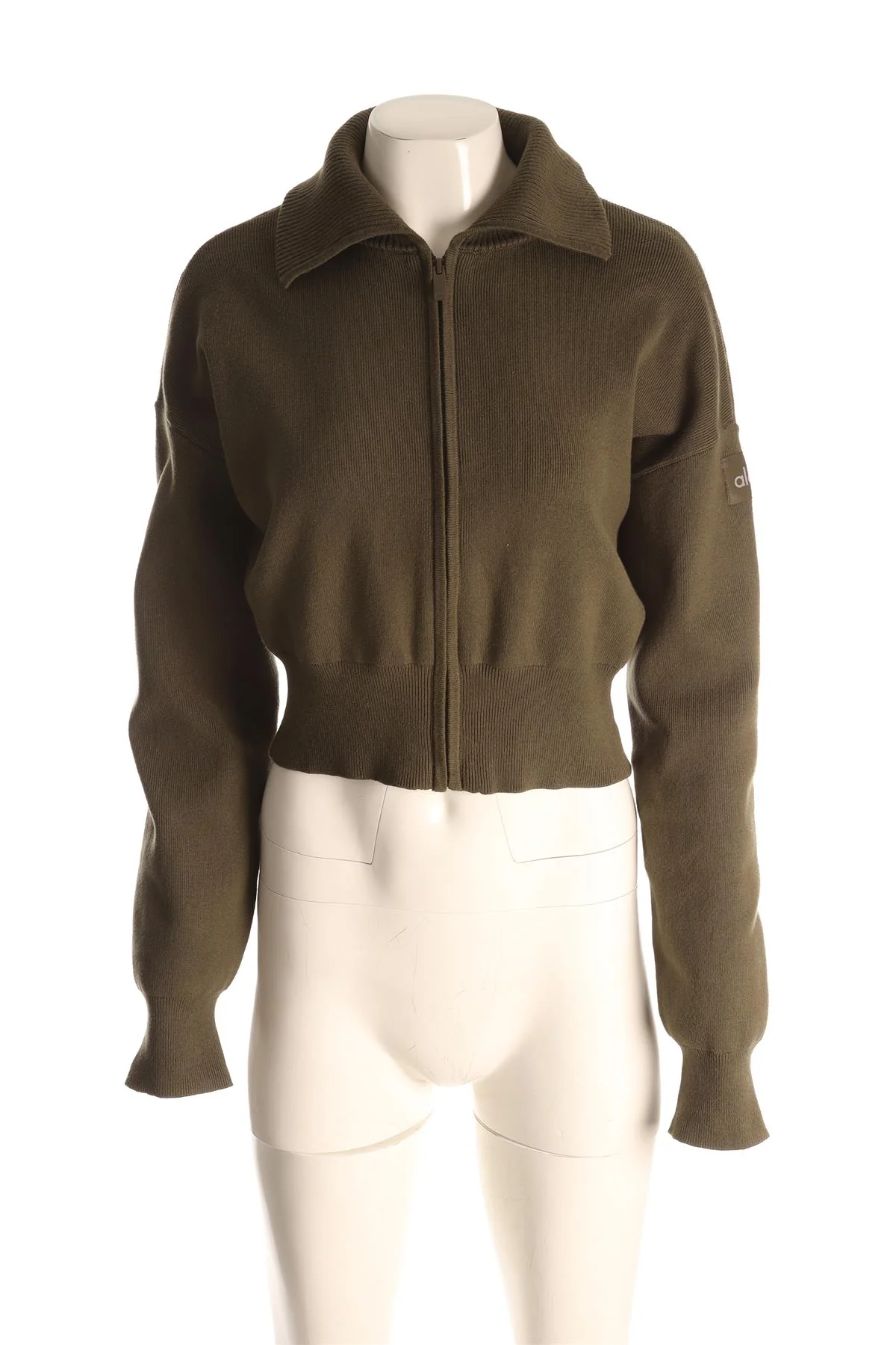 ALO YOGA GREEN COTTON CARDIGAN MEDIUM - Image 2