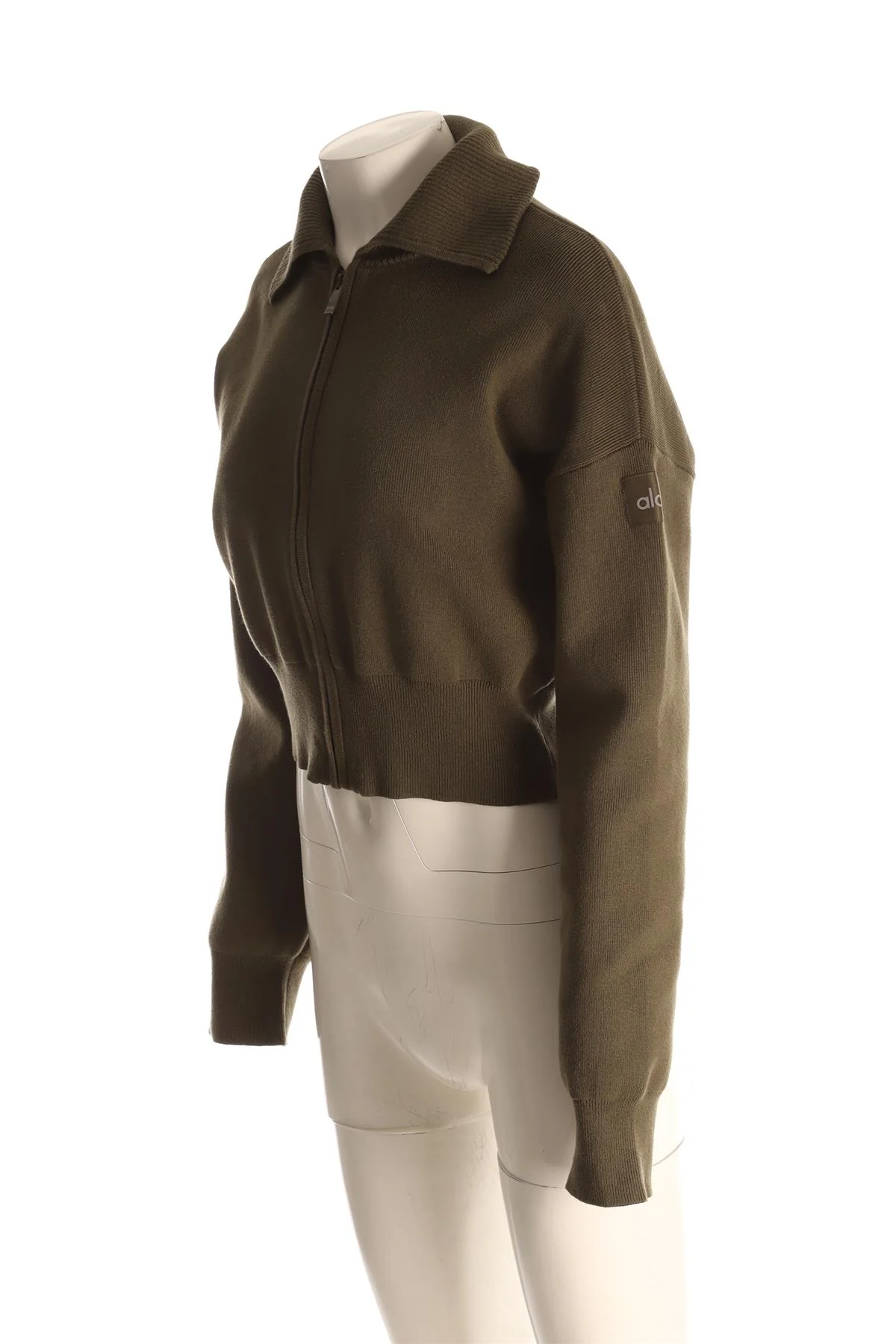 ALO YOGA GREEN COTTON CARDIGAN MEDIUM - Image 3