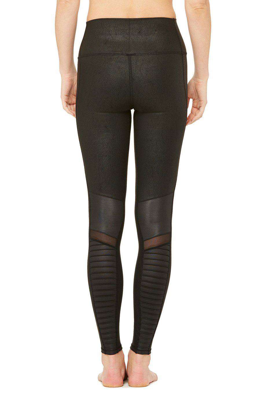 ALO YOGA HIGH WAISTED MOTO LEATHER-LOOK LEGGINGS XXSMALL - Image 2