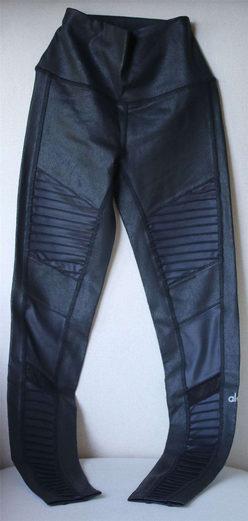 ALO YOGA HIGH WAISTED MOTO LEATHER-LOOK LEGGINGS XXSMALL - Image 3