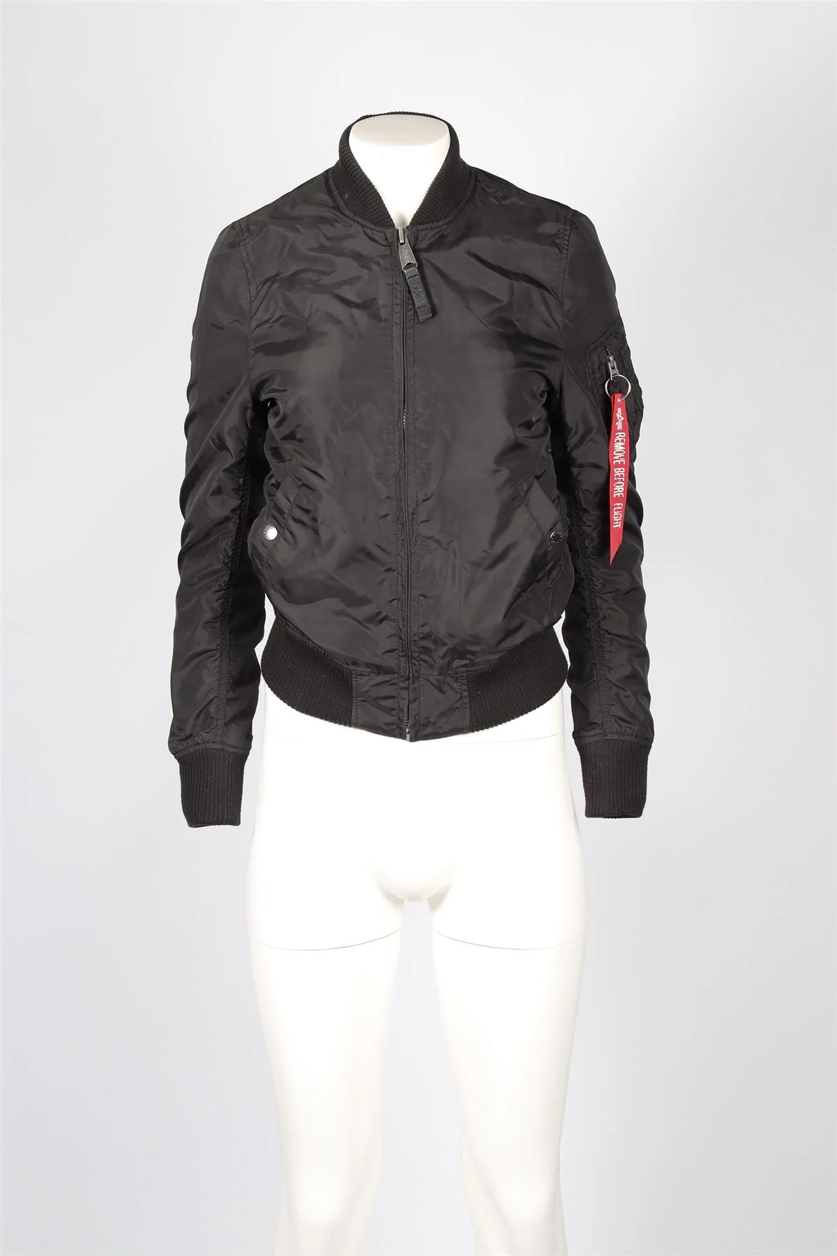 ALPHA INDUSTRIES BLACK NYLON BOMBER JACKET XSMALL - Image 2