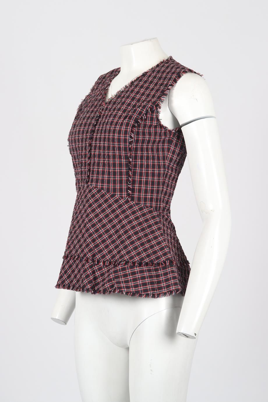 ALTUZARRA CHECKED COTTON BLEND TOP FR 38 UK 10 - Image 3