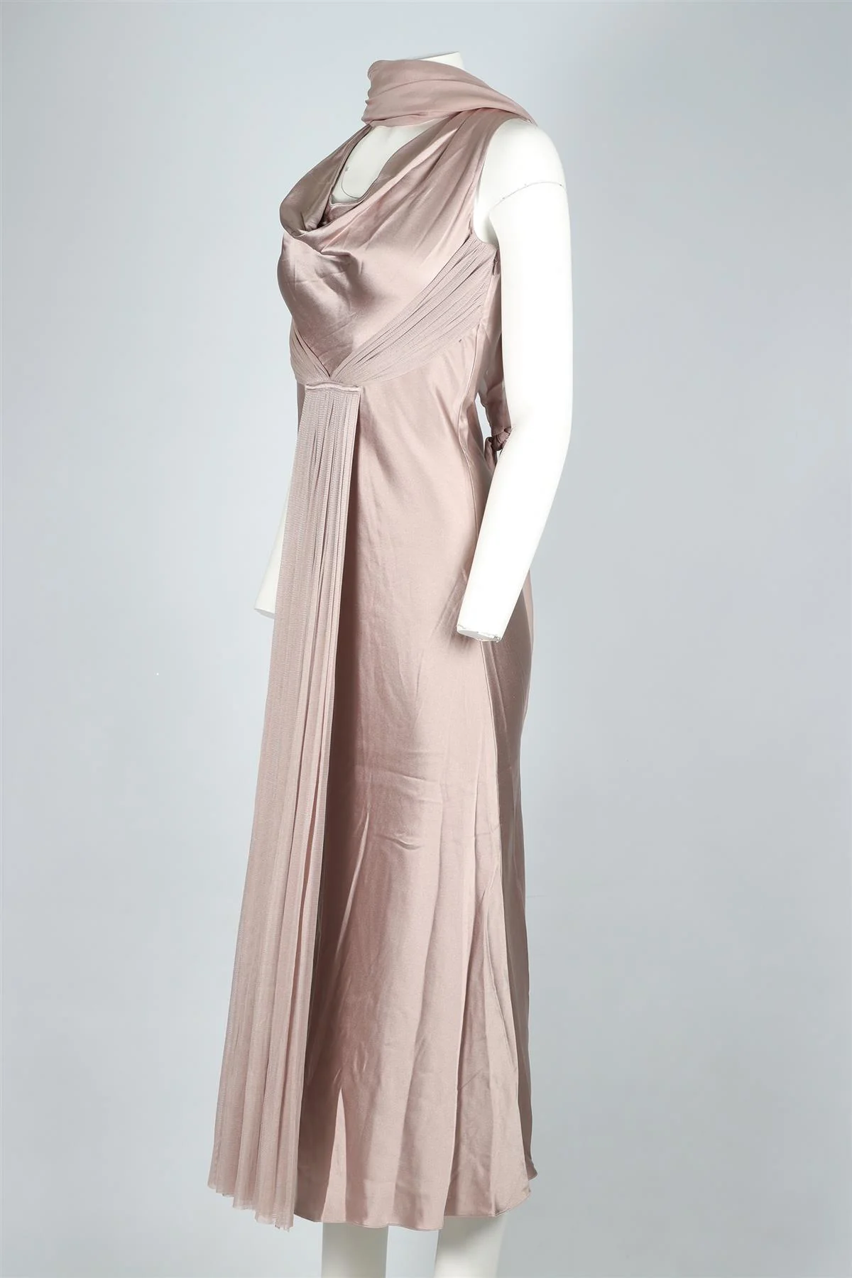 AMANDA WAKELEY GREY SILK MAXI DRESS AND SCARF UK 8 - Image 3