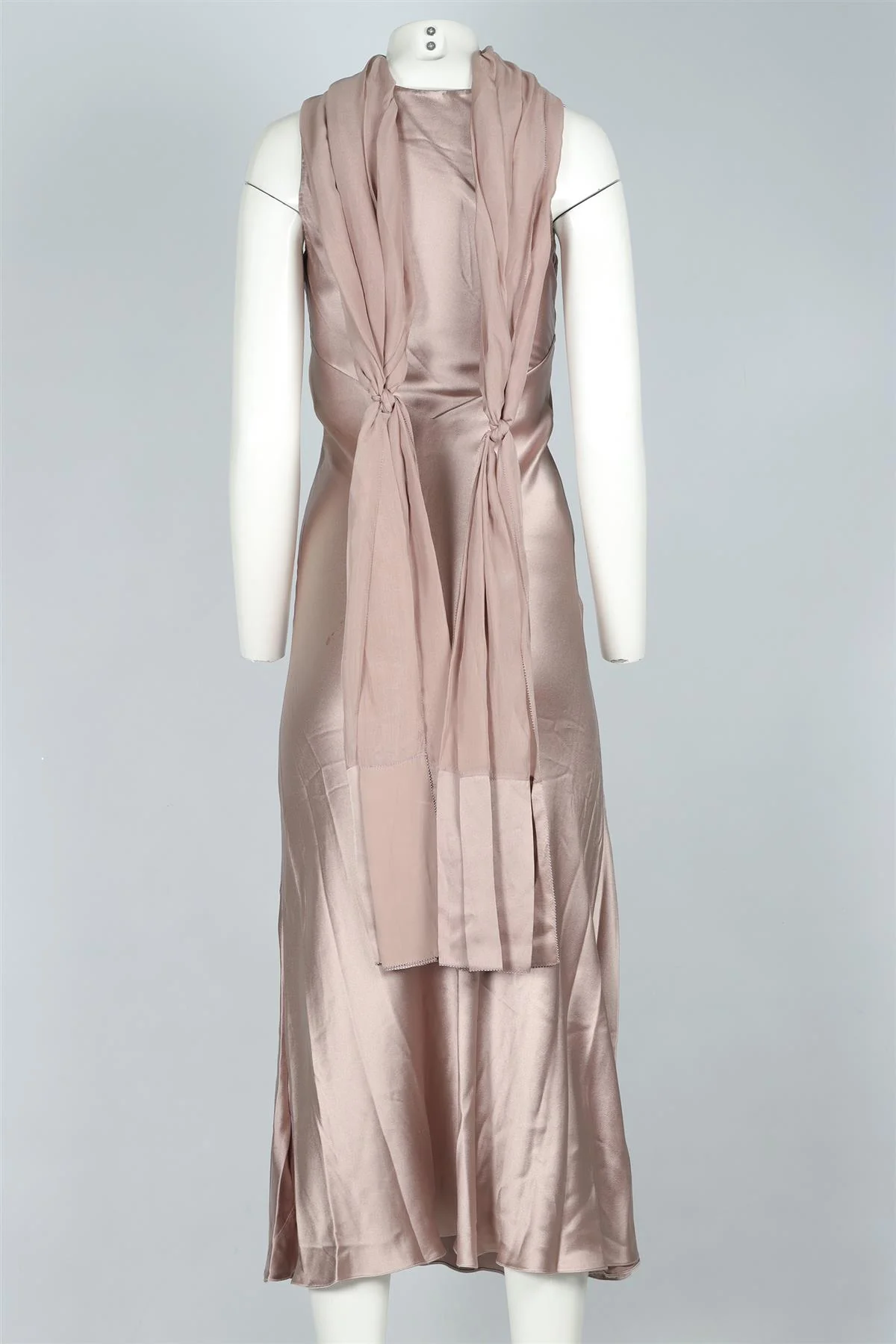 AMANDA WAKELEY GREY SILK MAXI DRESS AND SCARF UK 8 - Image 4