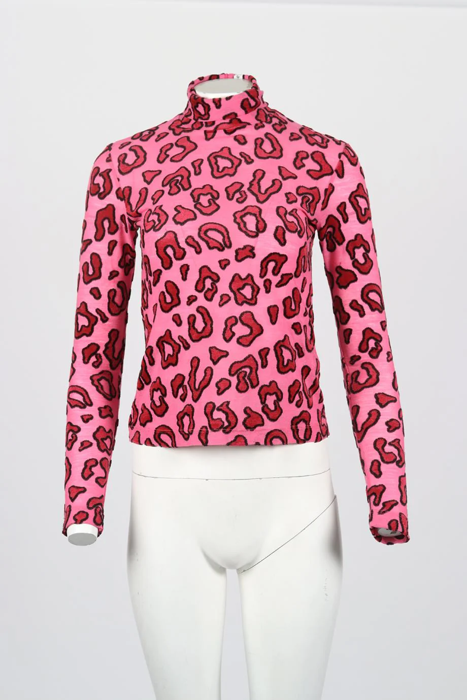 AMBUSH LEOPARD PRINT WOOL BLEND TURTLENECK TOP UK 8 - Image 2