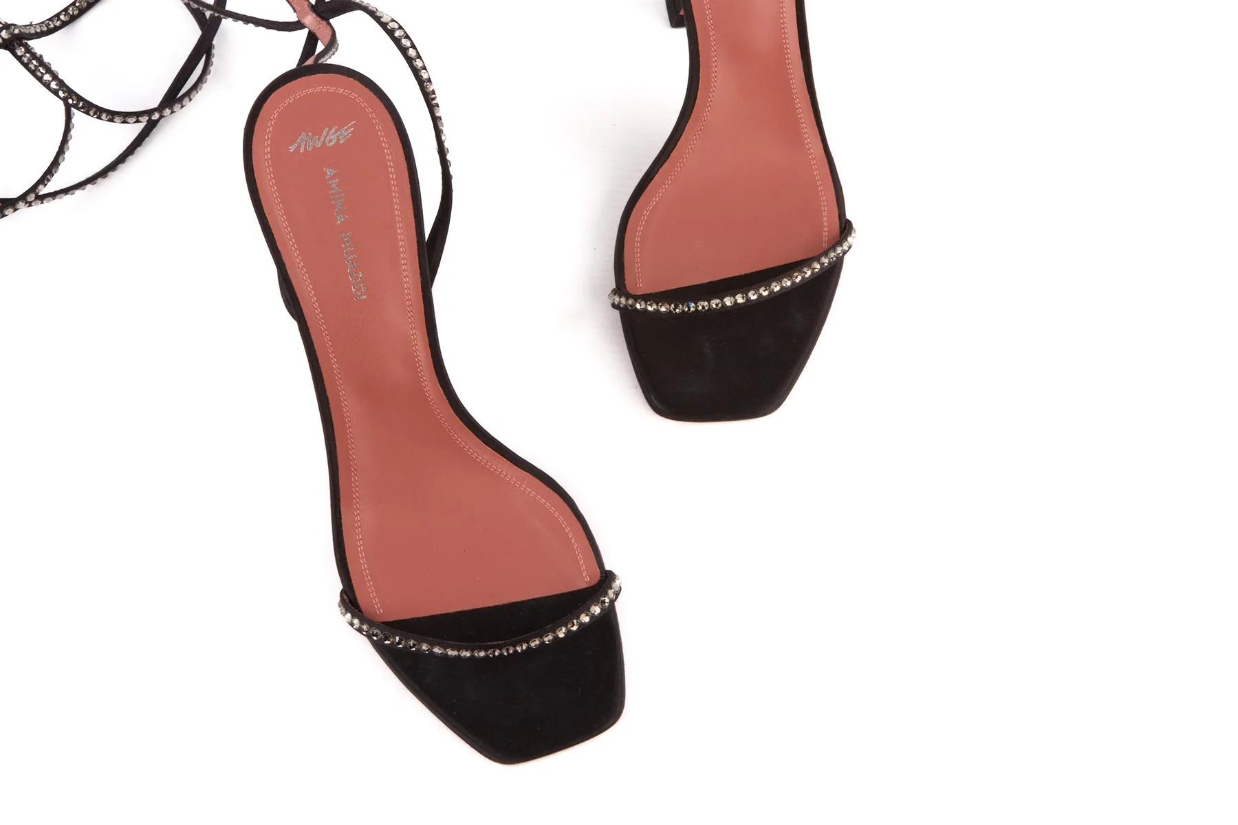 AMINA MUADDI + AWGE LSD BLACK CRYSTAL AND SATIN SANDALS EU 40 UK 7 US 10 - Image 5