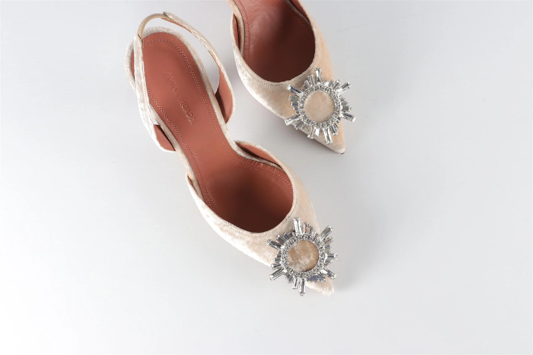 AMINA MUADDI BEIGE VELVET SLINGBACK PUMPS EU 38 UK 5 US 8 - Image 4