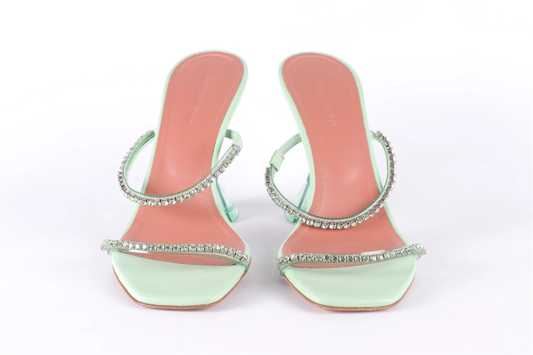 AMINA MUADDI GREEN CRYSTAL AND LEATHER MULES EU 38 UK 5 US 8 - Image 3