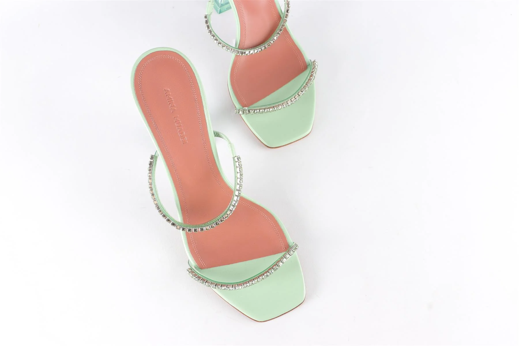AMINA MUADDI GREEN CRYSTAL AND LEATHER MULES EU 38 UK 5 US 8 - Image 4