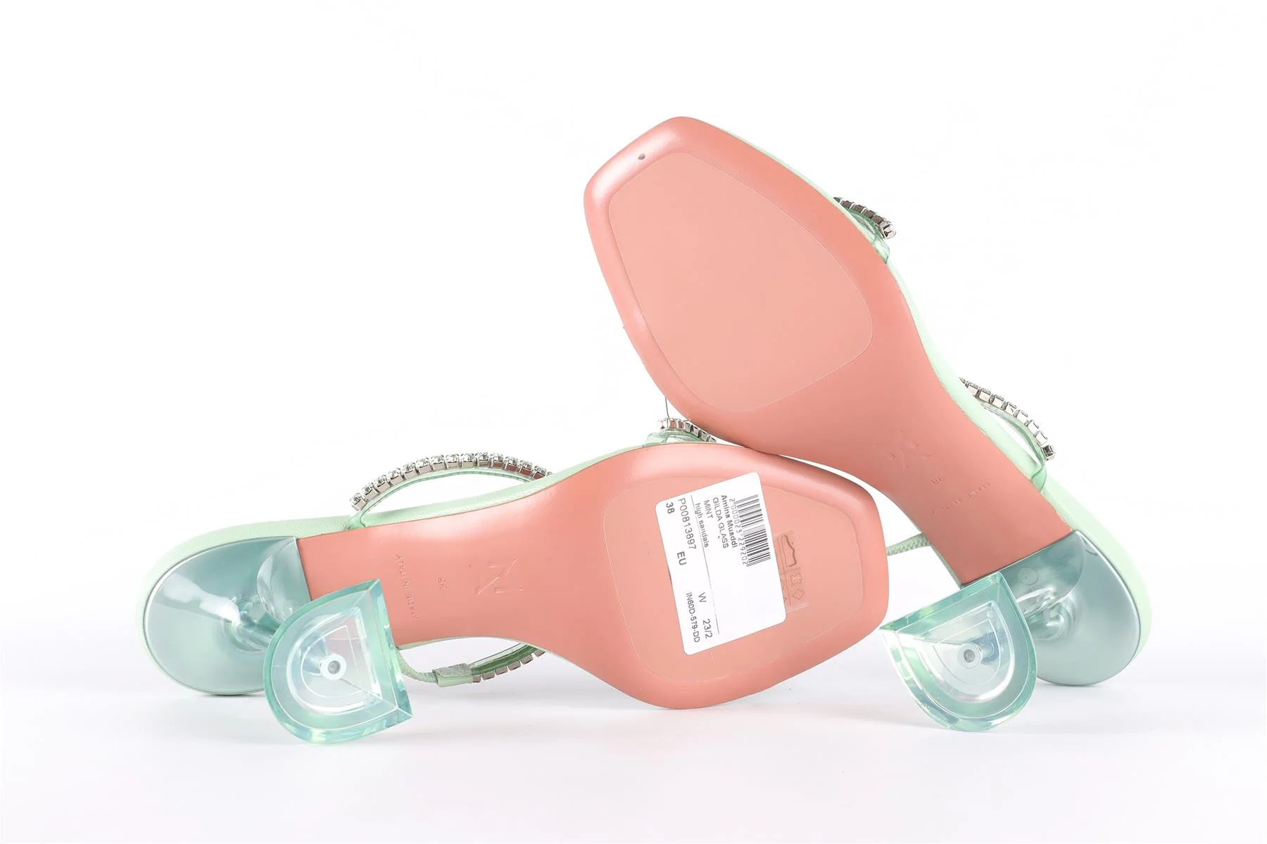 AMINA MUADDI GREEN CRYSTAL AND LEATHER MULES EU 38 UK 5 US 8 - Image 6