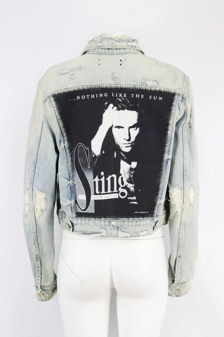 AMIRI APPLIQUÉD DISTRESSED DENIM JACKET  SMALL - Image 4