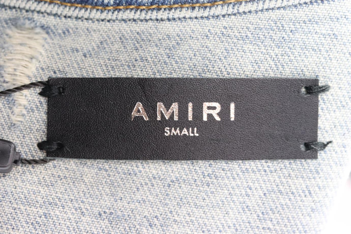 AMIRI APPLIQUÉD DISTRESSED DENIM JACKET  SMALL - Image 5