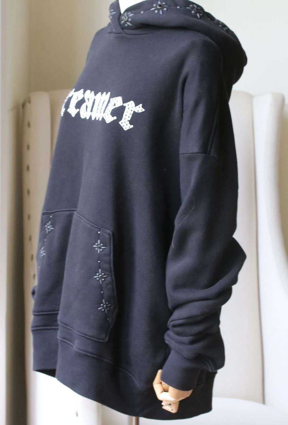 AMIRI DREAMER STUD EMBELLISHED COTTON JERSEY HOODIE MEDIUM - Image 3