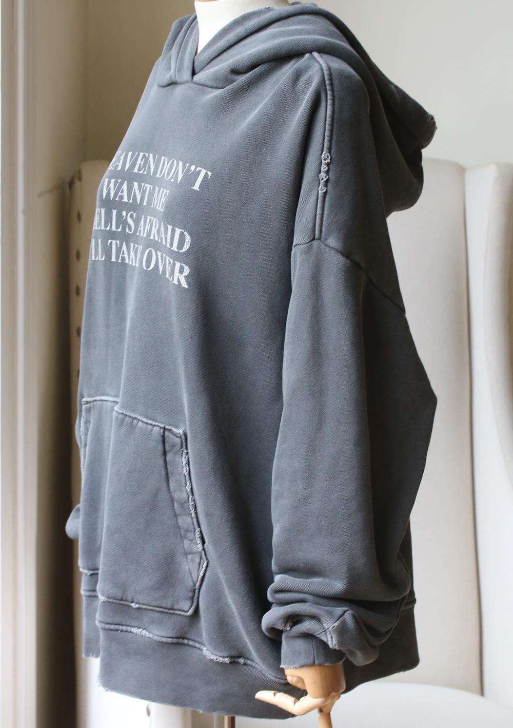AMIRI HEAVEN AND HELL PRINTED COTTON JERSEY HOODIE MEDIUM - Image 3