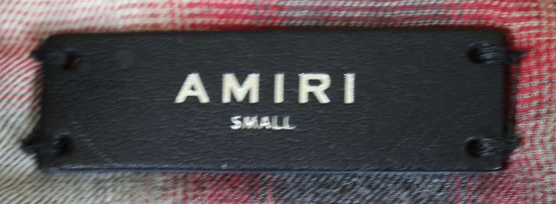 AMIRI LOGO APPLIQUÉD PLAID COTTON FLANNEL SHIRT SMALL - Image 5