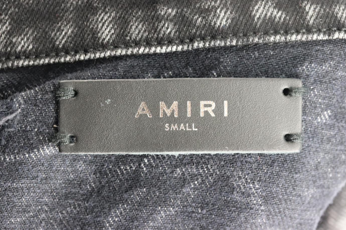 AMIRI PRINTED DISTRESSED DENIM JACKET SMALL - Image 5