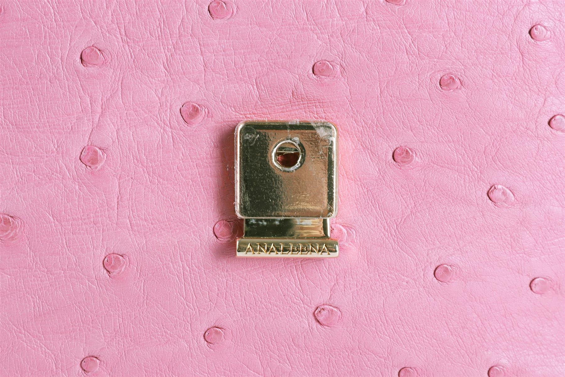 ANALEENA PINK OSTRICH LEATHER CLUTCH - Image 10