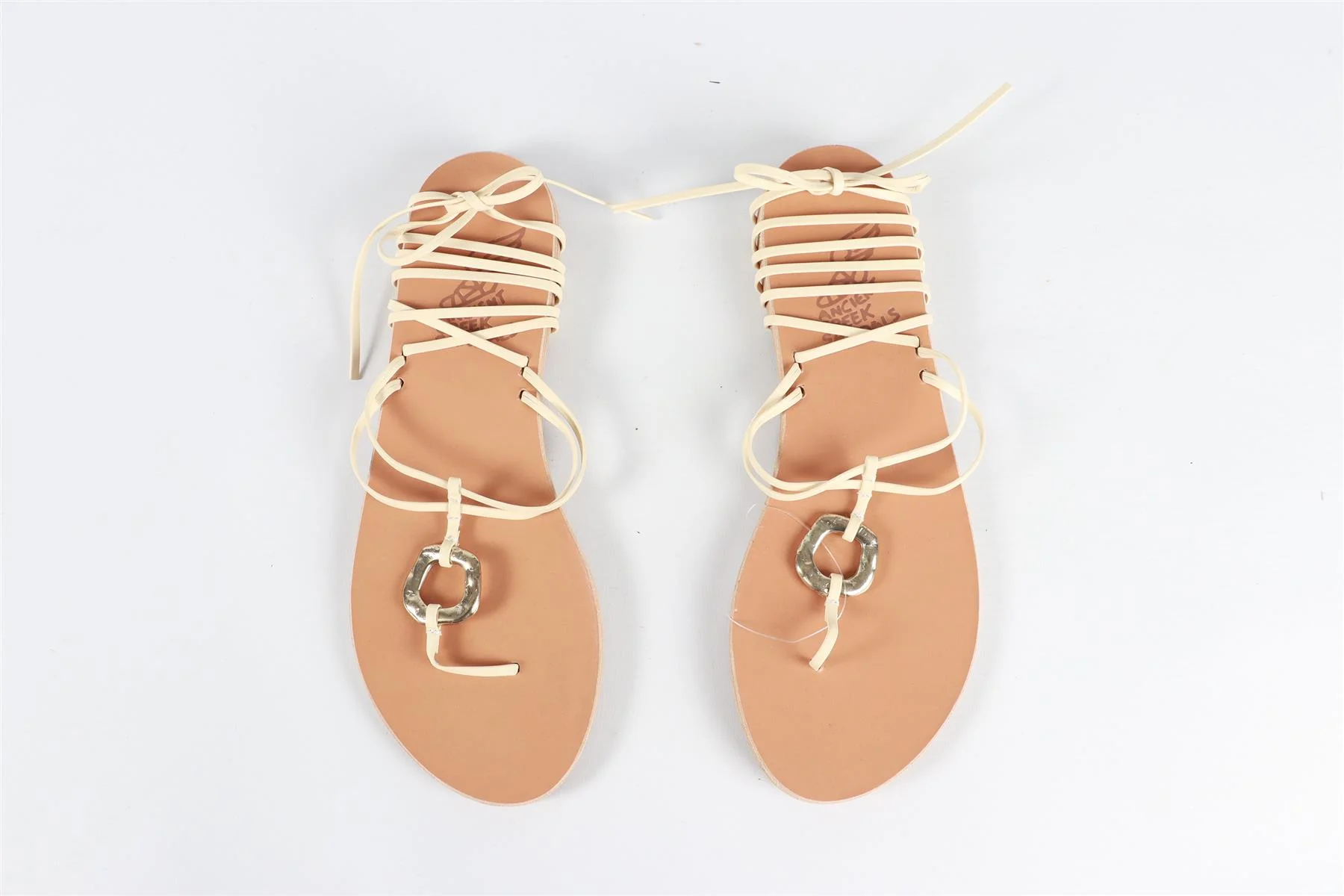 ANCIENT GREEK SANDALS BEIGE LEATHER SANDALS - Image 3