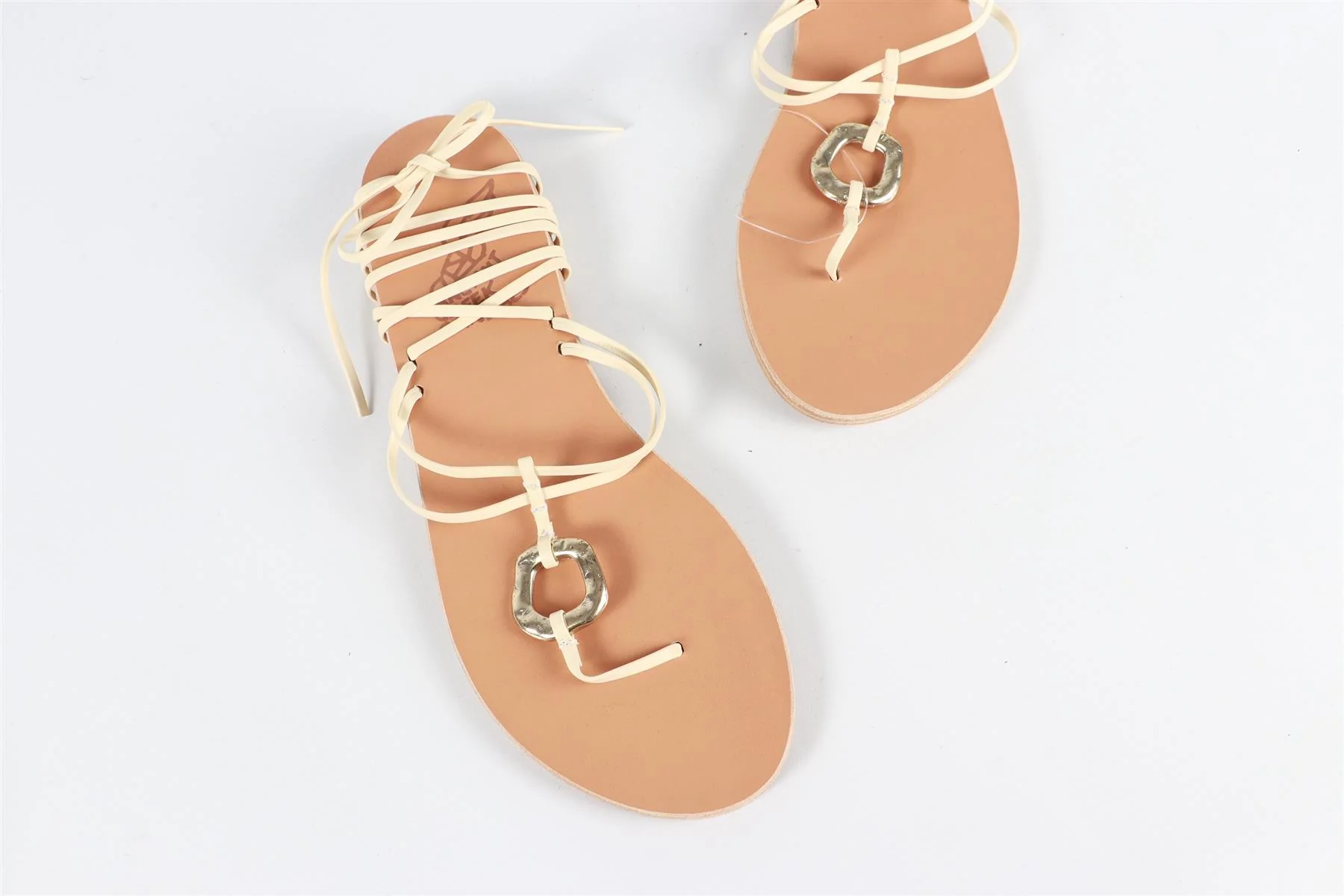 ANCIENT GREEK SANDALS BEIGE LEATHER SANDALS - Image 4