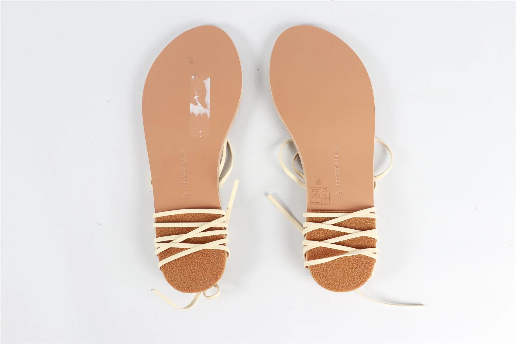 ANCIENT GREEK SANDALS BEIGE LEATHER SANDALS - Image 6