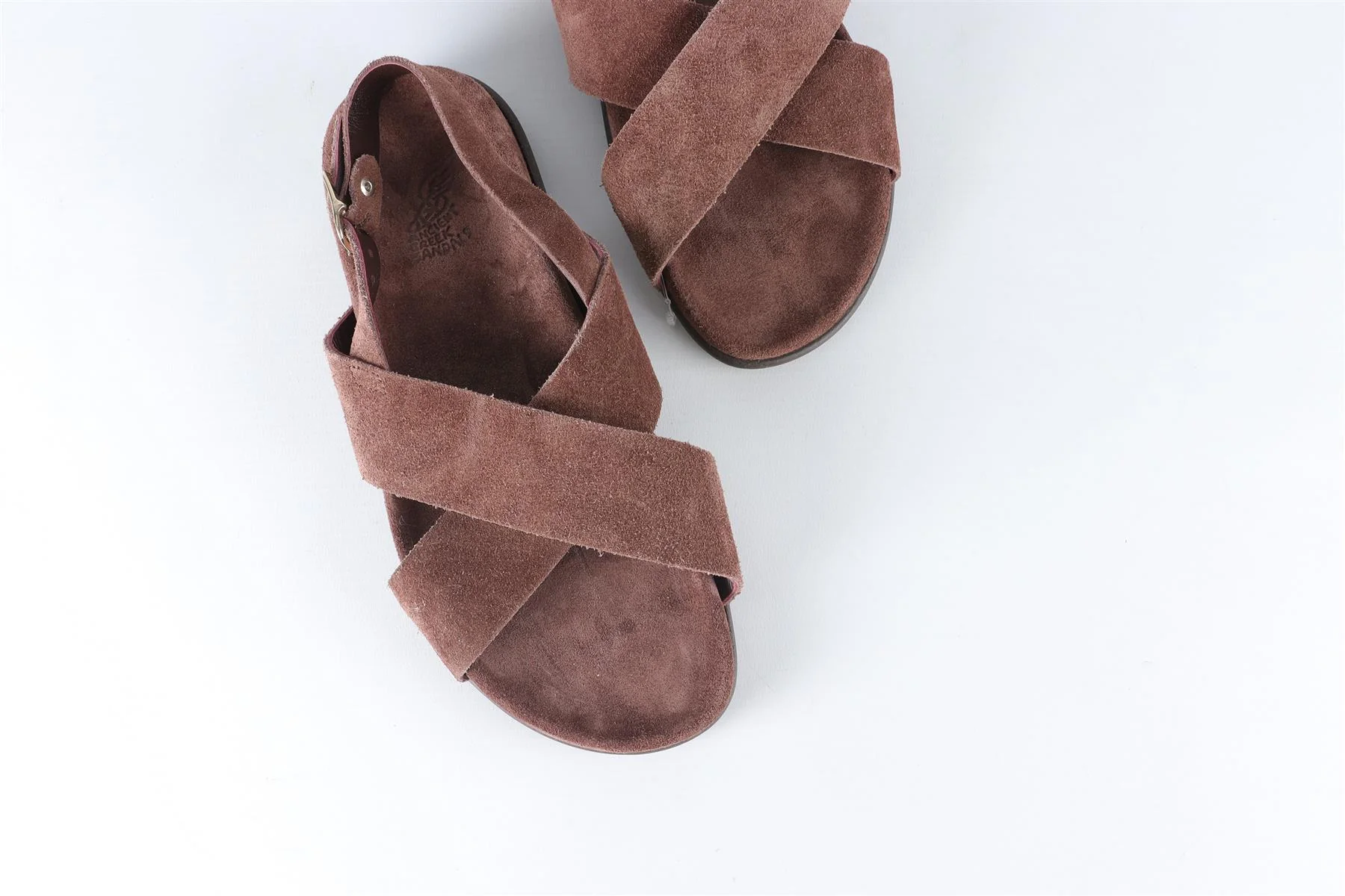 ANCIENT GREEK SANDALS BROWN SUEDE SANDALS EU 38 UK 5 US 8 - Image 4