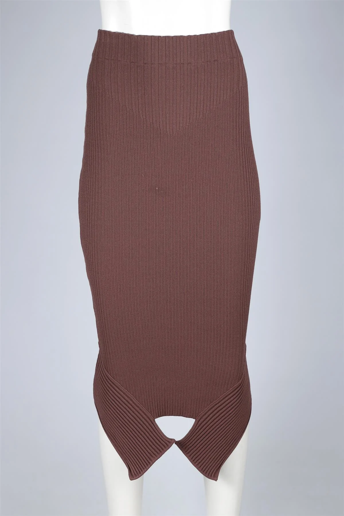 ANDREA ADAMO BROWN KNIT MIDI SKIRT XSMALL - Image 2