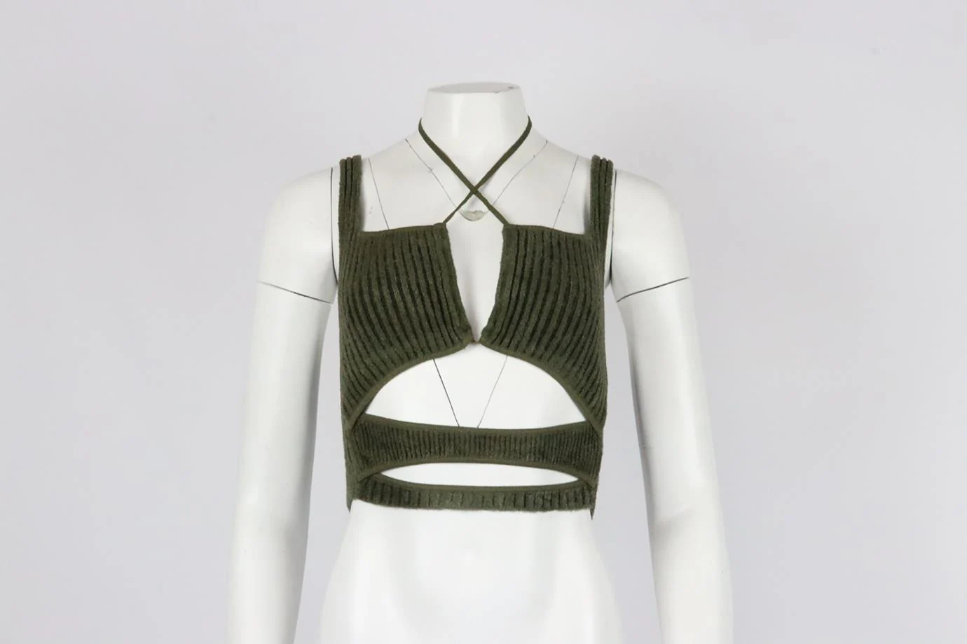 ANDREADAMO CROPPED CUTOUT RIBBED KNIT TOP SMALL - Image 2