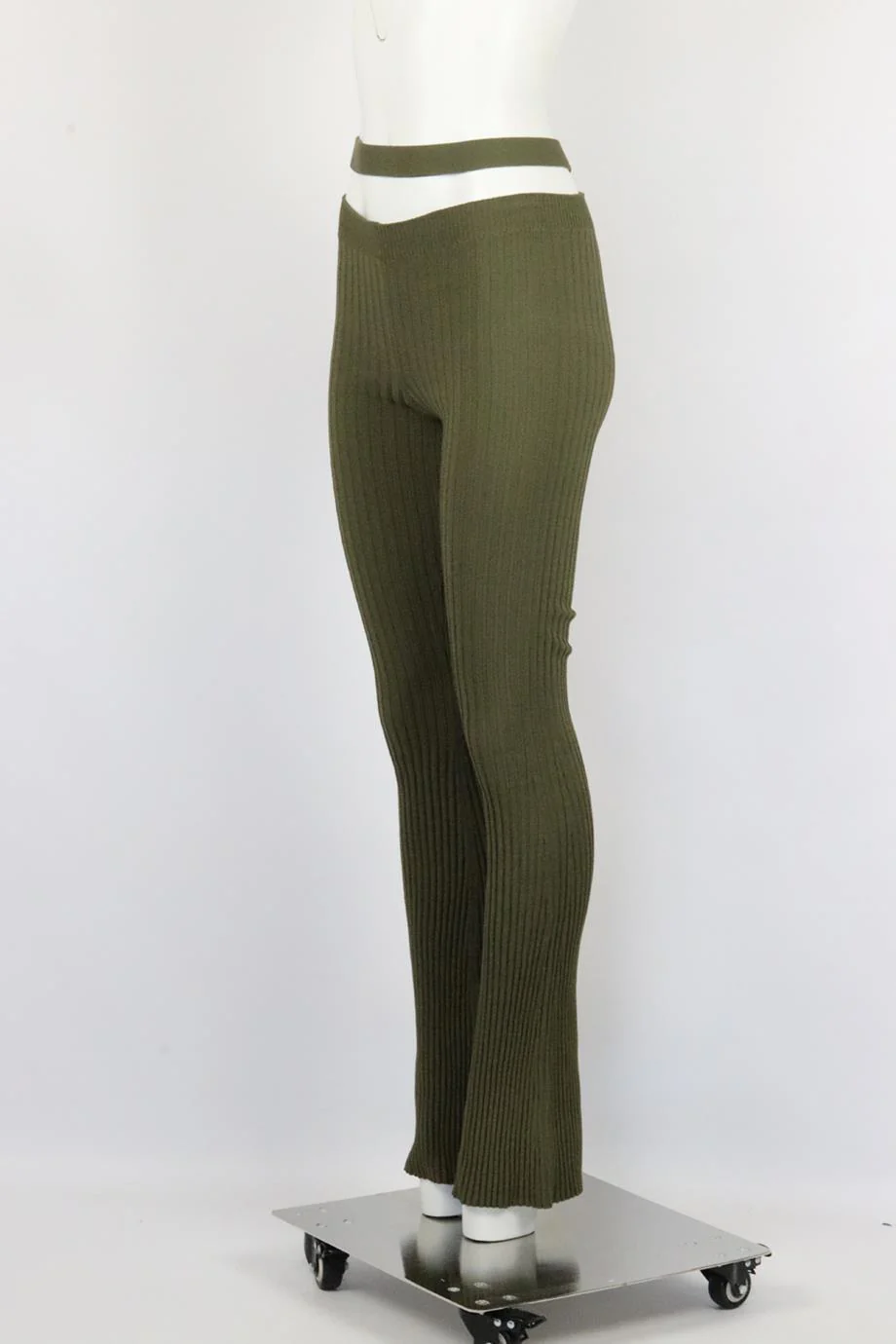 ANDREADAMO CUTOUT RIBBED KNIT FLARED PANTS SMALL - Image 3