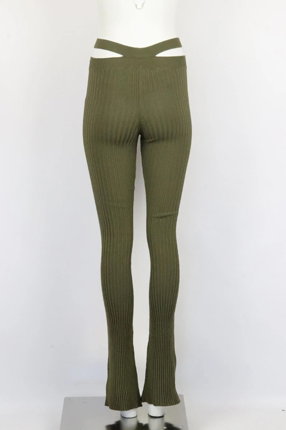 ANDREADAMO CUTOUT RIBBED KNIT FLARED PANTS SMALL - Image 4