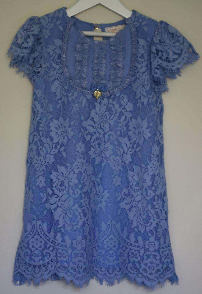 ANGEL'S FACE GIRLS BLUE COTTON LACE DRESS 4-5 YEARS - Image 3