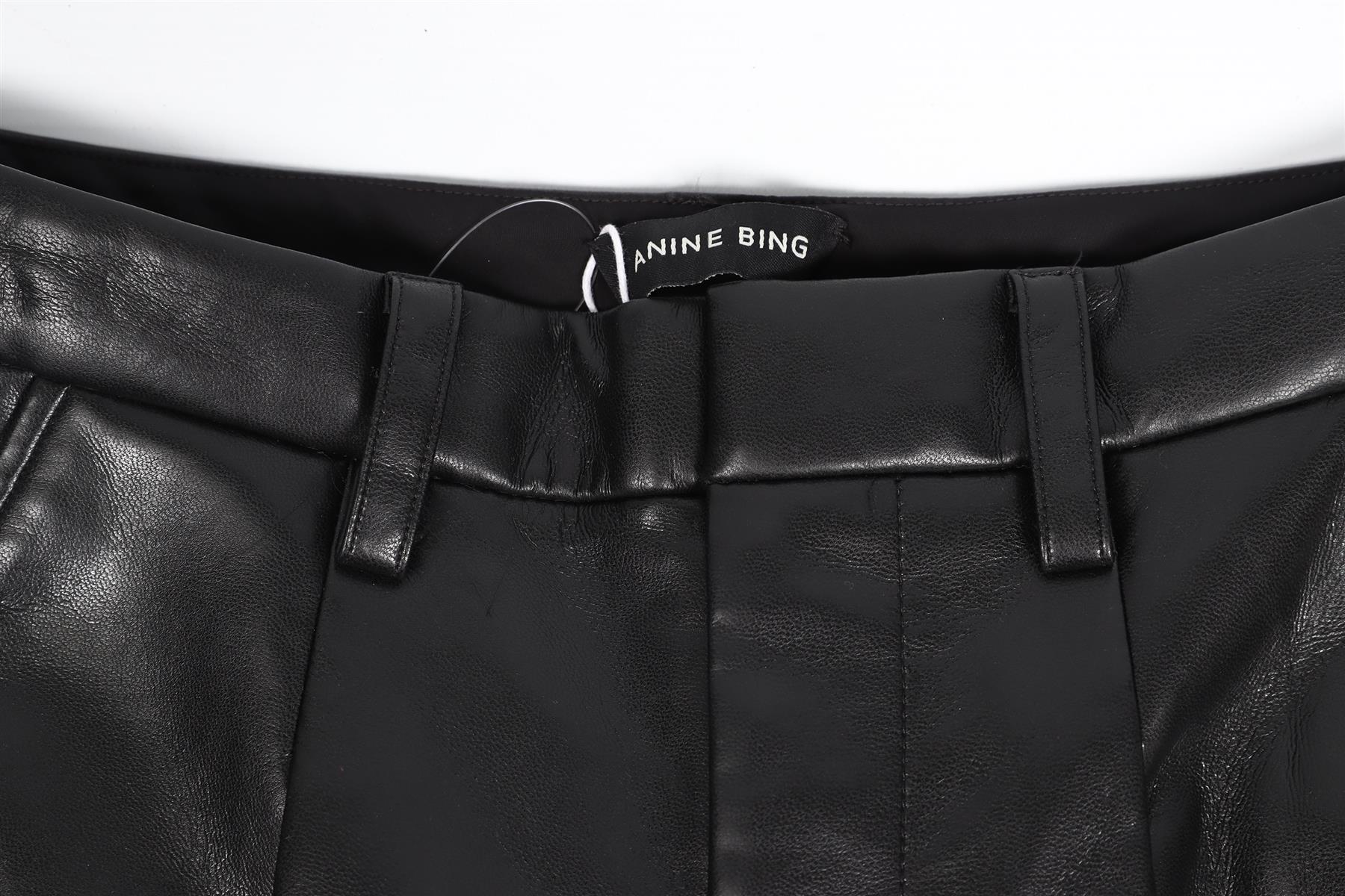 ANINE BING BLACK FAUX LEATHER STRAIGHT LEG PANTS FR 34 UK 6 - Image 4