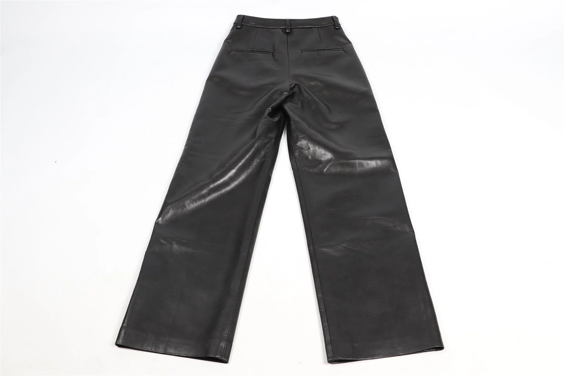 ANINE BING BLACK FAUX LEATHER STRAIGHT LEG PANTS FR 34 UK 6 - Image 5