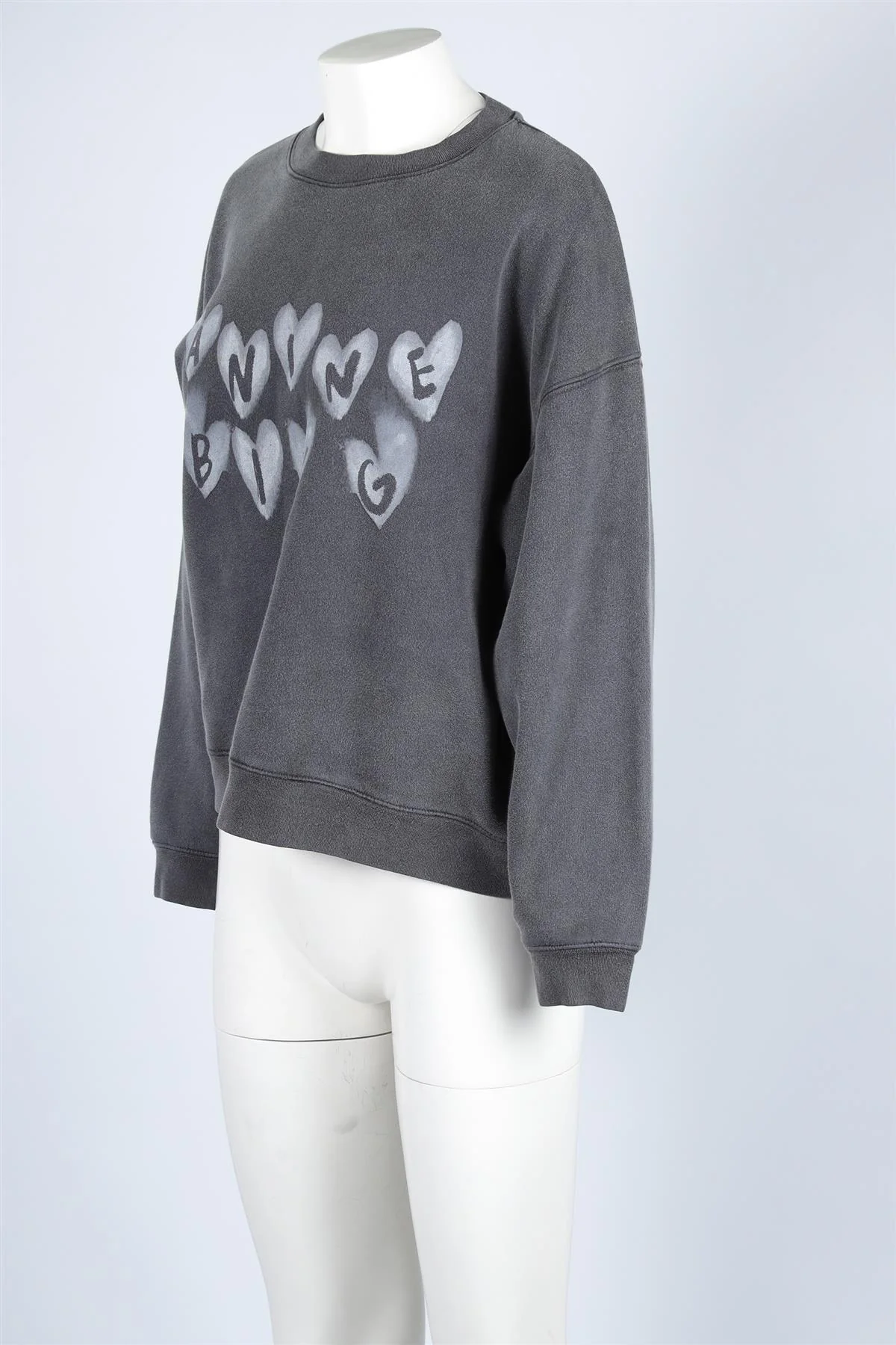 ANINE BING GREY COTTON HEART LOGO SWEATSHIRT MEDIUM - Image 3