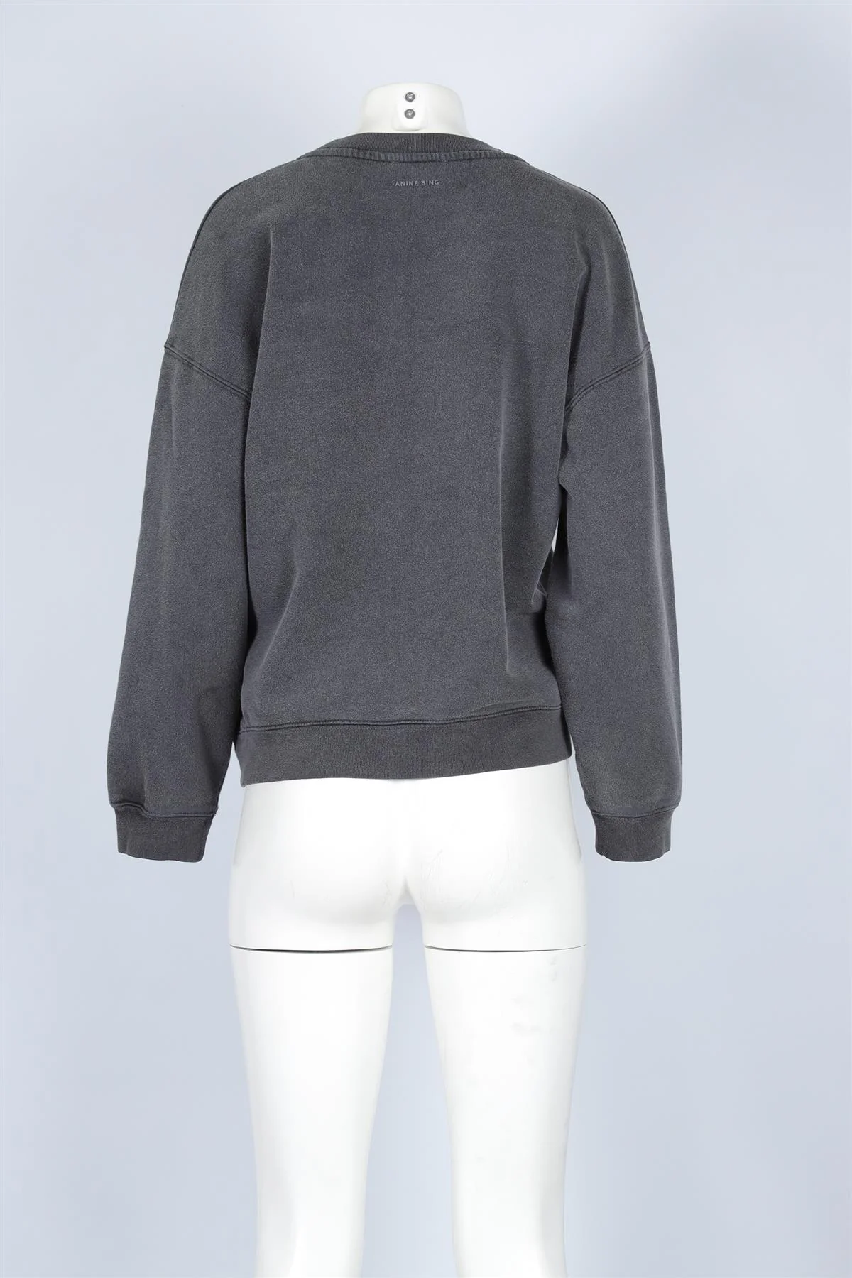 ANINE BING GREY COTTON HEART LOGO SWEATSHIRT MEDIUM - Image 4
