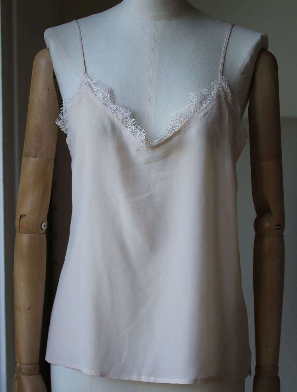 ANINE BING LACE-TRIMMED SILK CAMISOLE XSMALL - Image 3