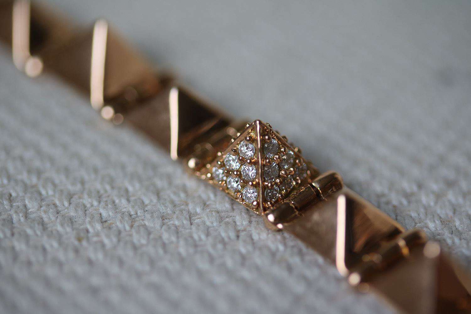 ANITA KO 14KT ROSE GOLD MEDIUM SPIKE BRACELET WITH ONE DIAMOND SPIKE - Image 4