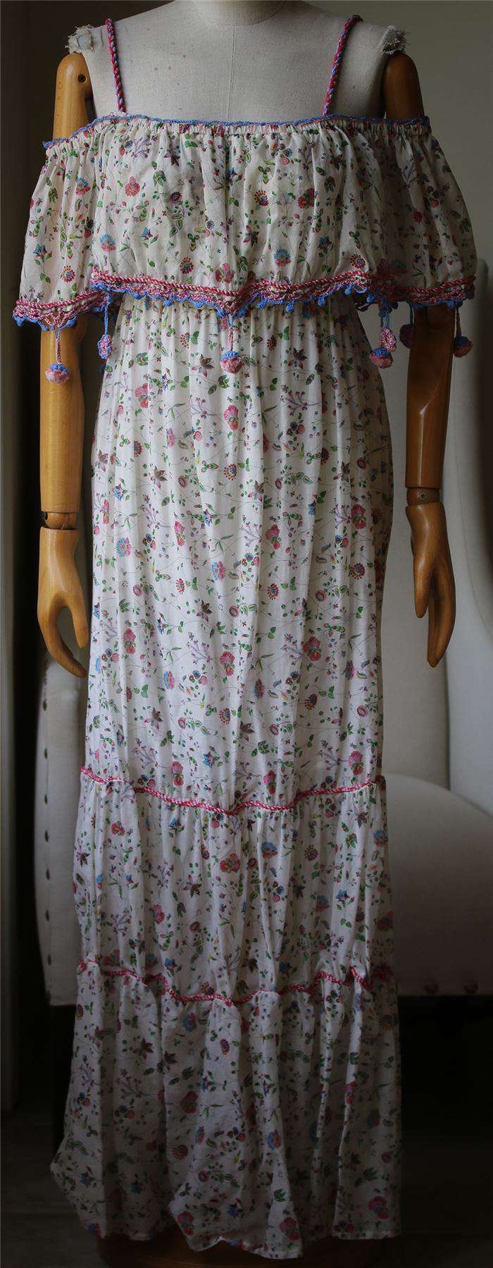 ANJUNA VIOLANTE PRINTED CROCHET-TRIMMED COTTON MAXI DRESS MEDIUM - Image 3