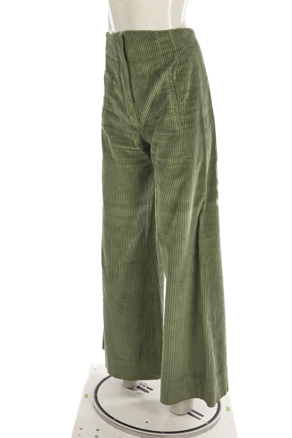 ANNA MASON GREEN CORDUROY WIDE LEG PANTS UK 8 - Image 3