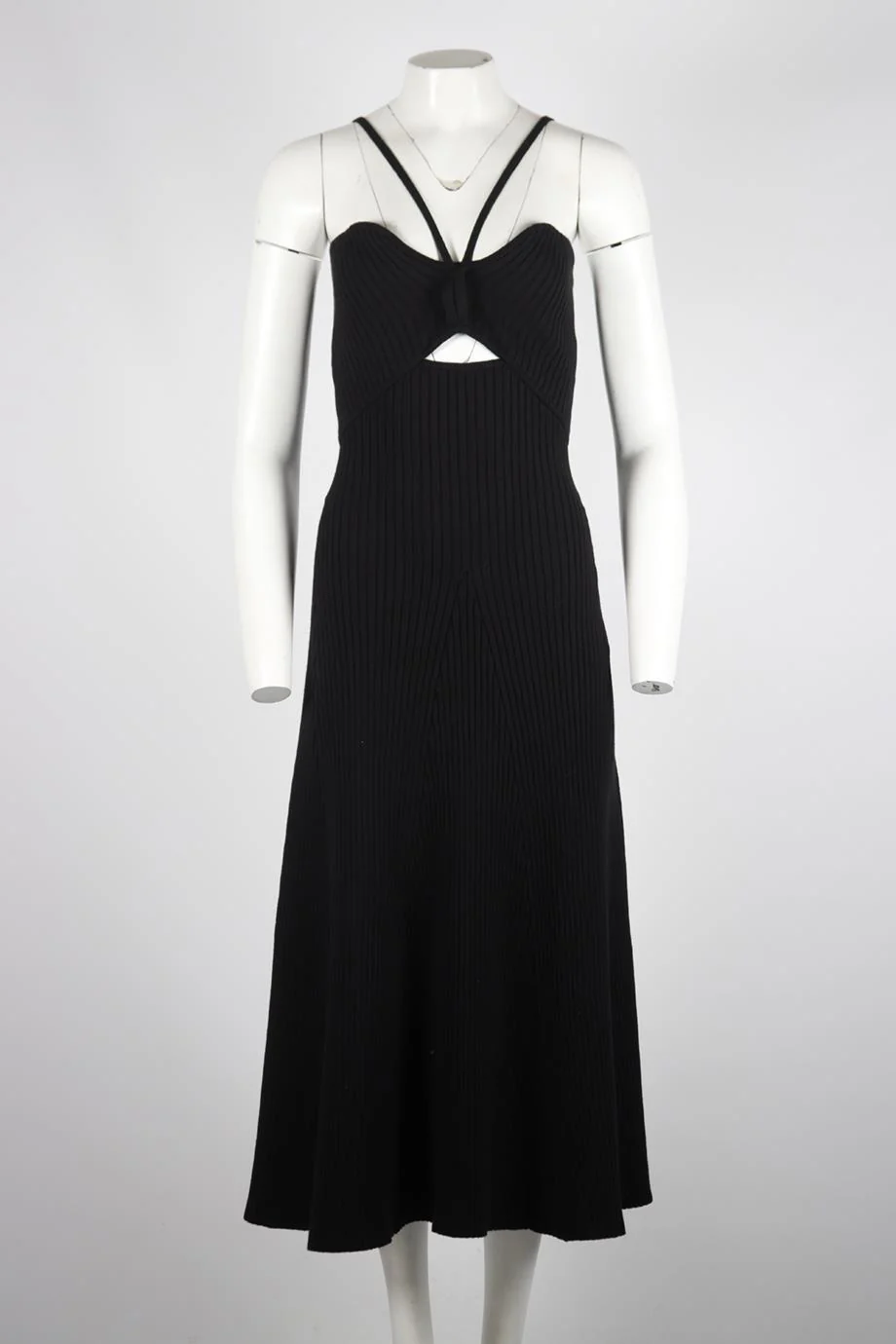 ANNA QUAN CUTOUT RIBBED COTTON BLEND MIDI DRESS UK 10 - Image 2