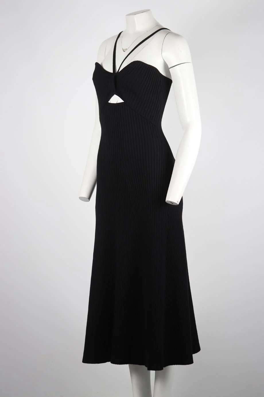 ANNA QUAN CUTOUT RIBBED COTTON BLEND MIDI DRESS UK 10 - Image 3