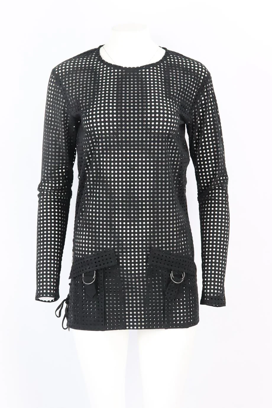 ANTHONY VACCARELLO PERFORATED FAUX SUEDE MINI DRESS FR 34 UK 6 - Image 2