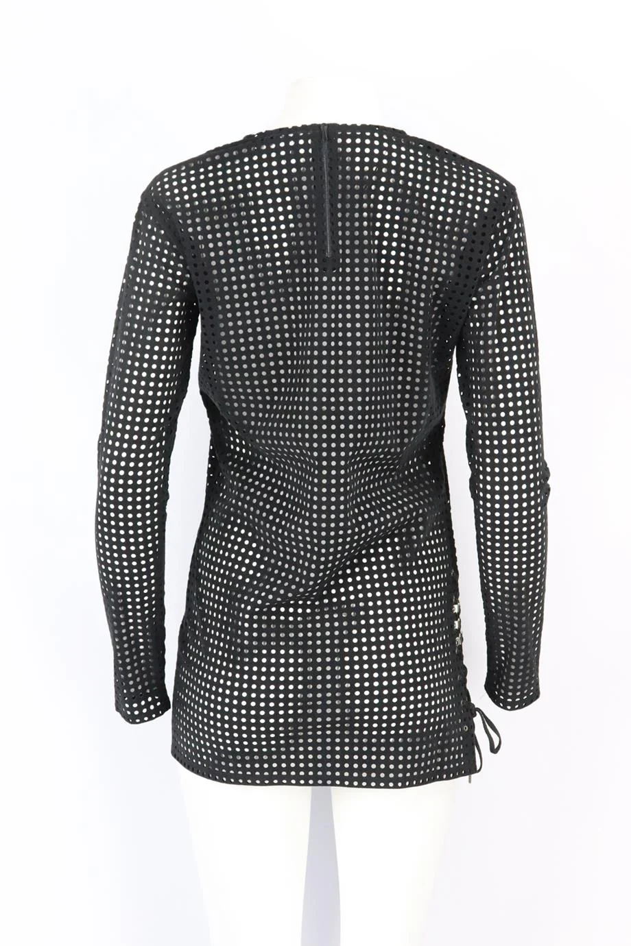 ANTHONY VACCARELLO PERFORATED FAUX SUEDE MINI DRESS FR 34 UK 6 - Image 4