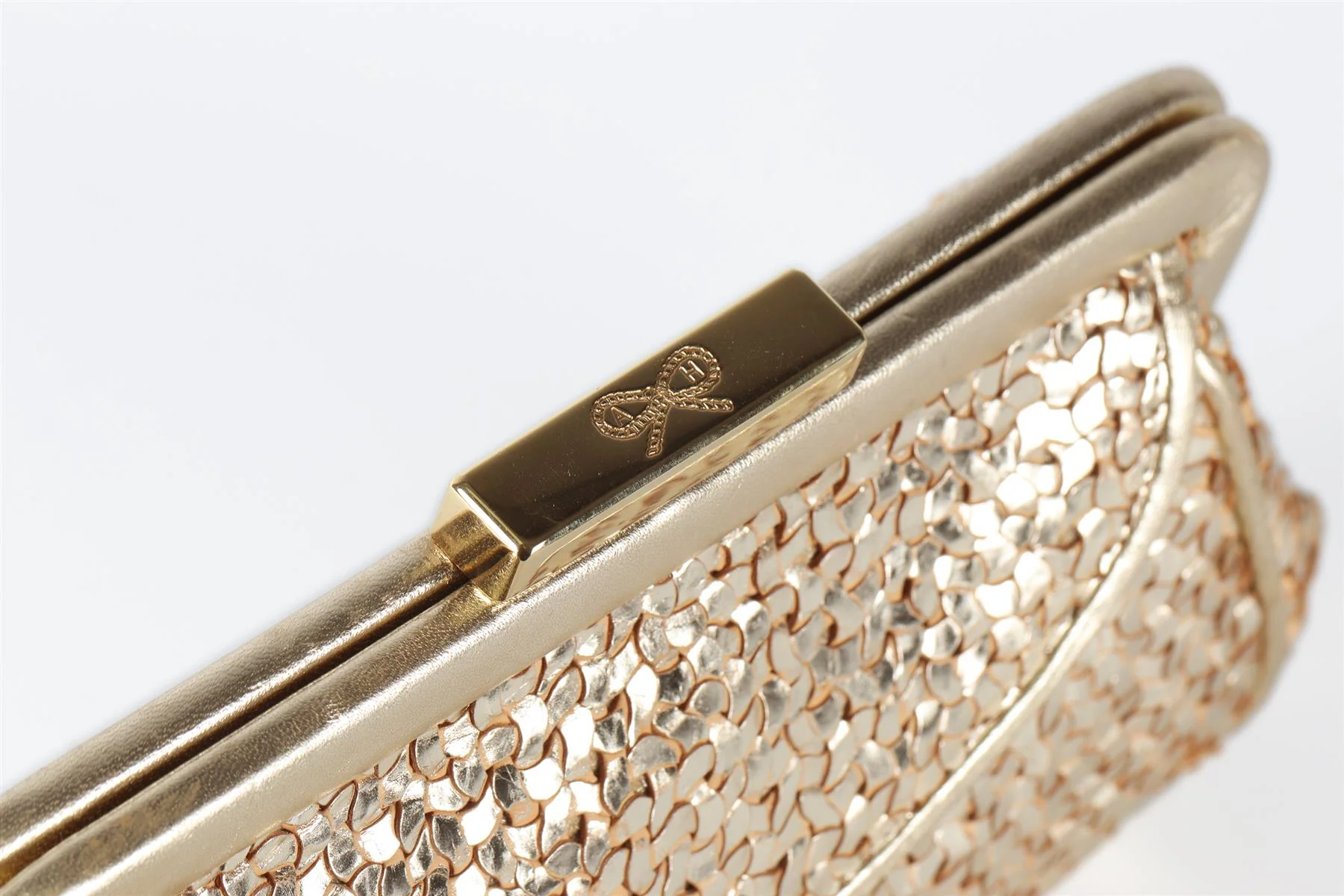 ANYA HINDMARCH GOLD LEATHER CLUTCH - Image 9