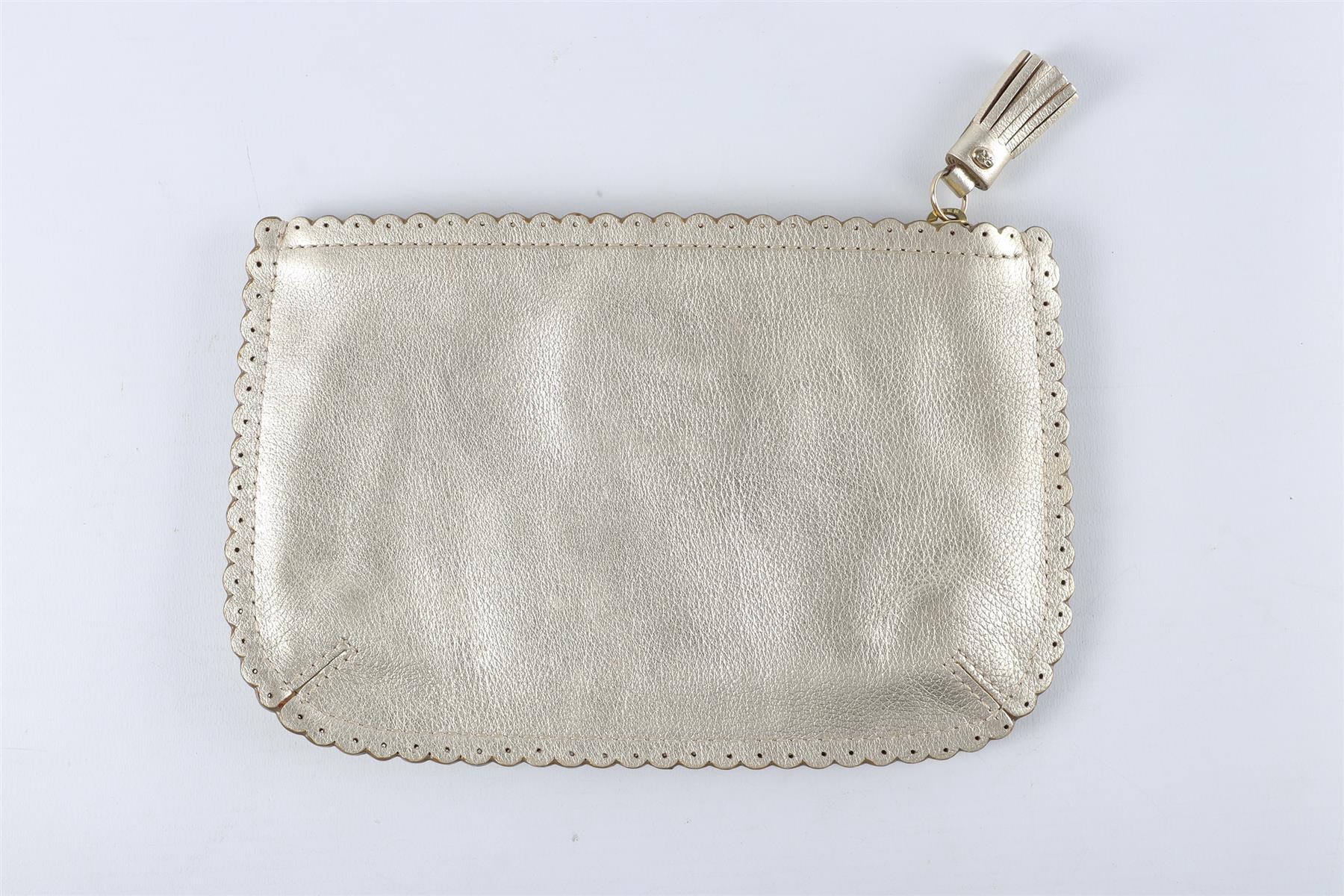 ANYA HINDMARCH GOLD SMALL LEATHER POUCH - Image 4