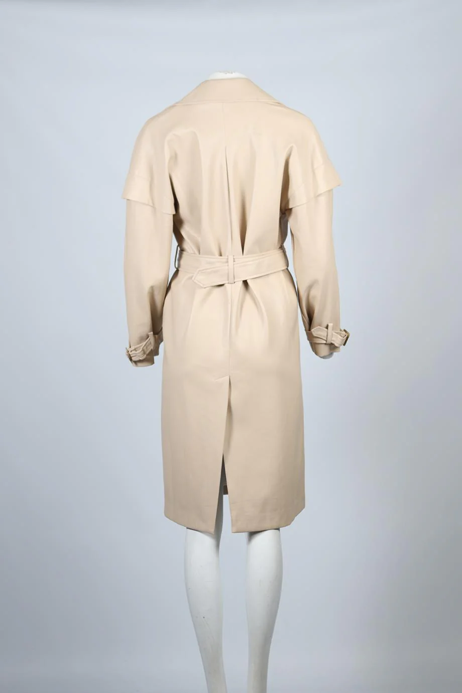 APPARIS BELTED DOUBLE BREASTED FAUX LEATHER TRENCH COAT XSMALL - Image 4
