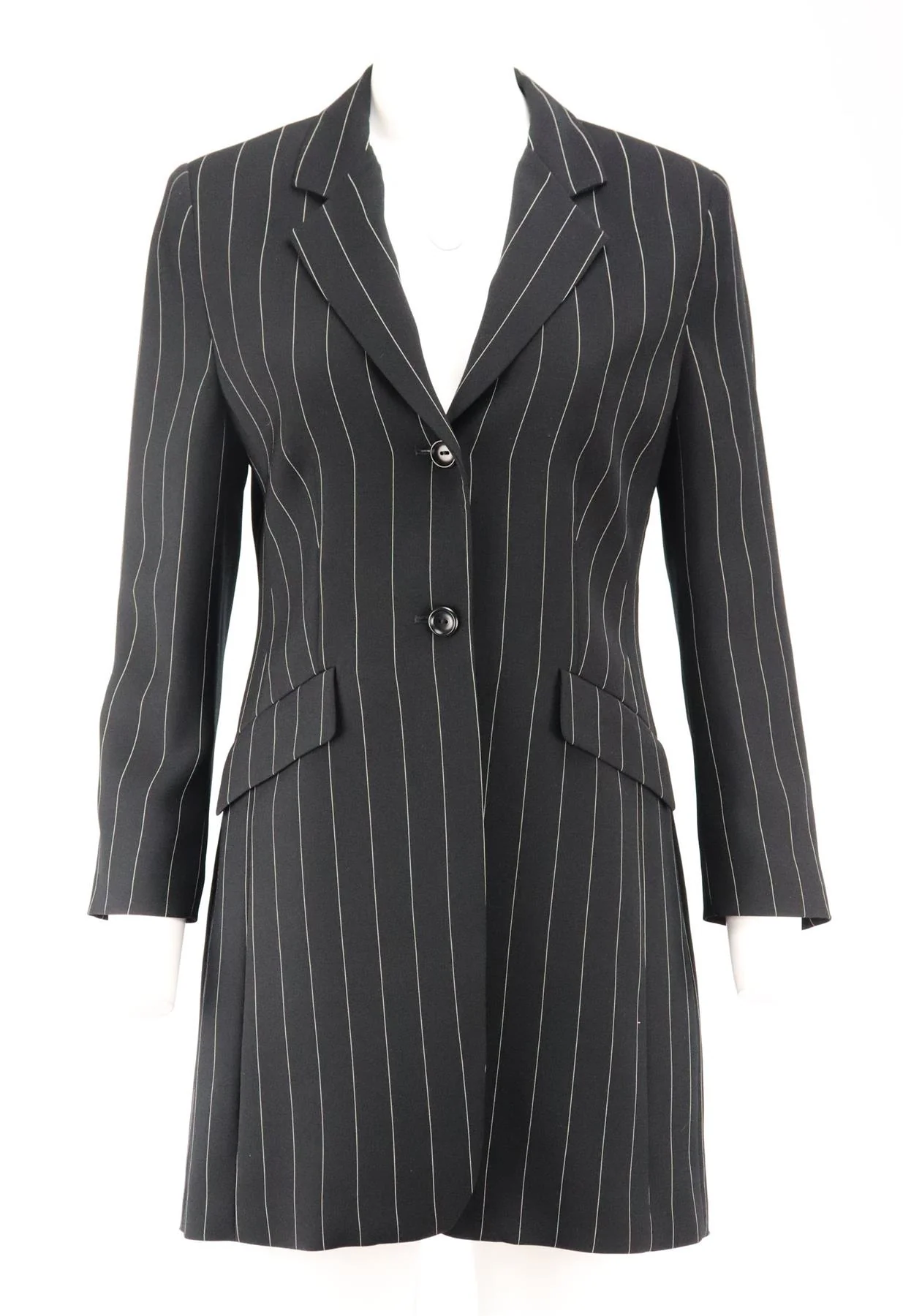APRIORI VINTAGE PINSTRIPED WOVEN BLAZER UK 12 - Image 2