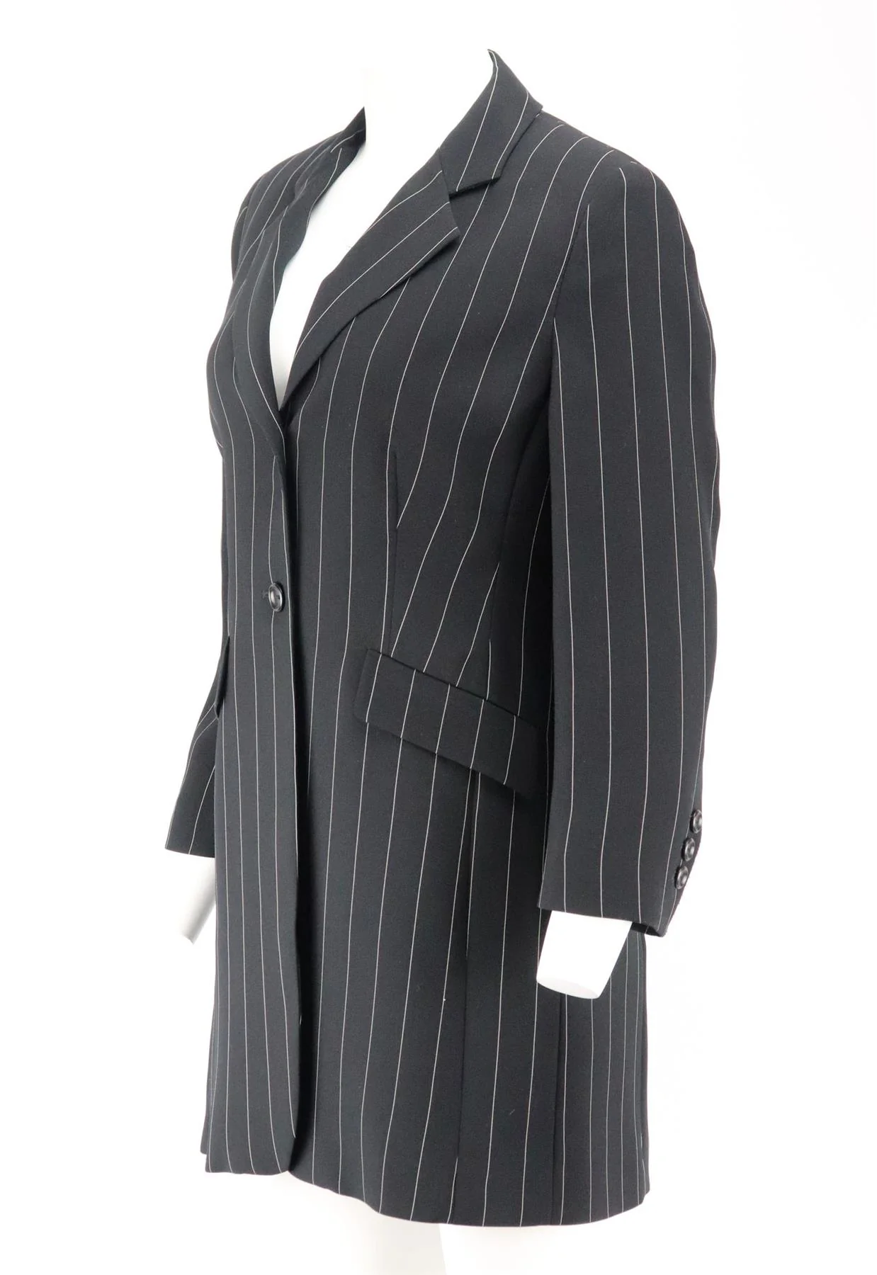 APRIORI VINTAGE PINSTRIPED WOVEN BLAZER UK 12 - Image 3